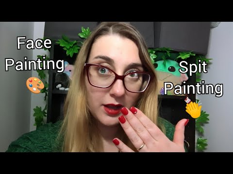 ASMR Face Painting You with Spit Paint ~ Mouth Sounds, Hand Movements Fast