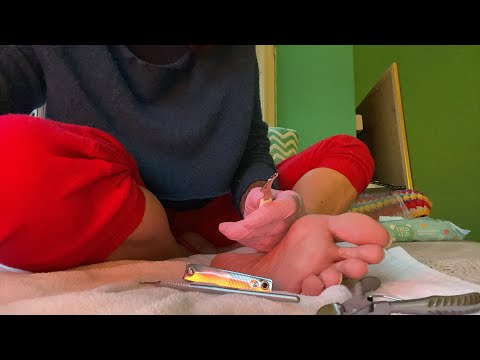 ASMR callus removal and foot care - satisfying sounds