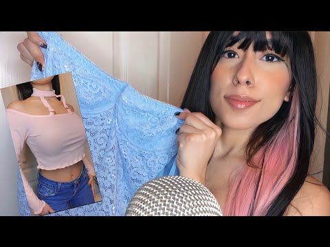 ASMR Try On Clothing Haul Fabric Scratching, Rings, Tapping sounds (FT ROMWE)