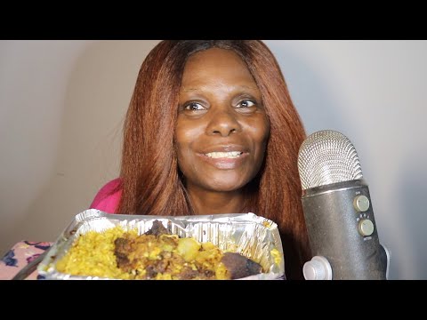 Baked Fish Yellow Rice With Onions ASMR Eating Sounds