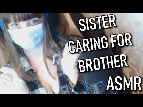 ASMR Sister Caring for Brother Hospital Roleplay - Ice Crushing/Brushing
