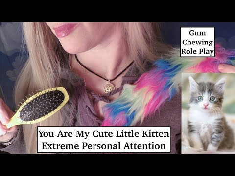 ASMR You Are My Cute Kitten | Face Brushing | Personal Attention | Gum Chewing | Hand Motions