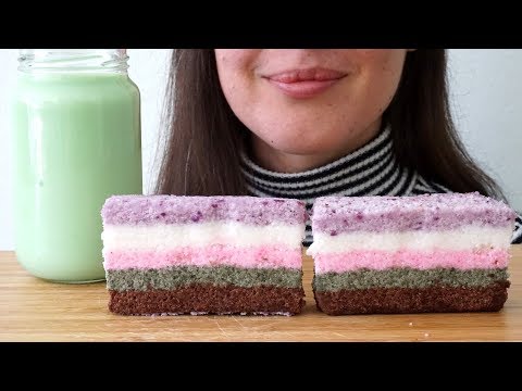 ASMR Eating Sounds: Rainbow Rice Cake & Pandan Soy Milk (No Talking)