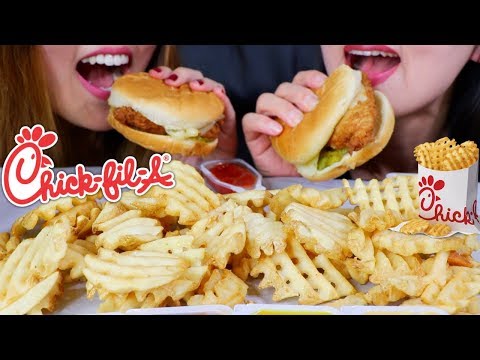 ASMR CHICK-FIL-A (Chicken Sandwich and Waffle Fries) | Kim&Liz ASMR