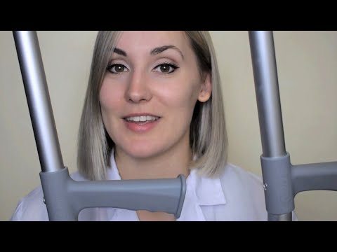 Injury Treatment: Taking Care of Broken Foot (using crutches & velcro boot) ASMR Medical Roleplay