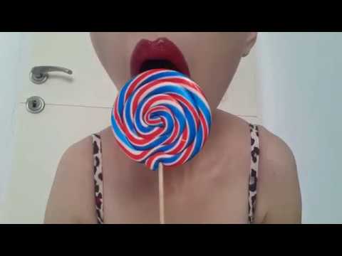 ASMR licking lollipop sucking