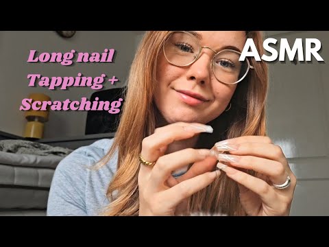 ASMR Long nail tapping+scratching (Mouth sounds)