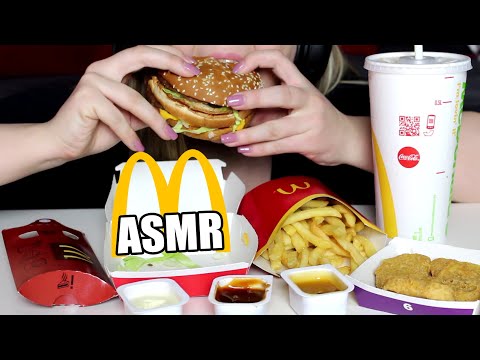 ASMR Mc Donalds Big Mac, Chicken Nugets + Cheesecake pie (EATING SOUNDS) NO TALKING | Queen ASMR