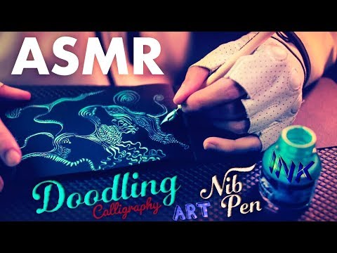 ASMR ART 🖋️Ink Doodling w/ Calligraphy Nib Pen ✒️NO TALKING for SLEEP