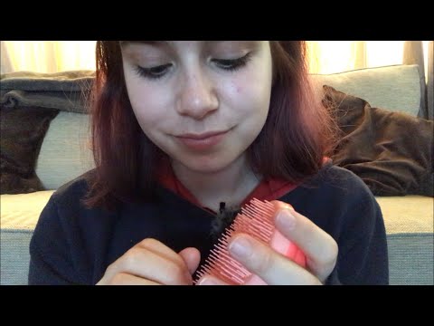 ASMR Visual Triggers with Gum Chewing (personal attention, face brushing, unintelligible whispers)