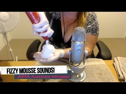 ASMR | Latex Gloves / Fizzy Mousse Sounds / Plastic Wrap / Mic blowing / Brushing  (Blue yeti)