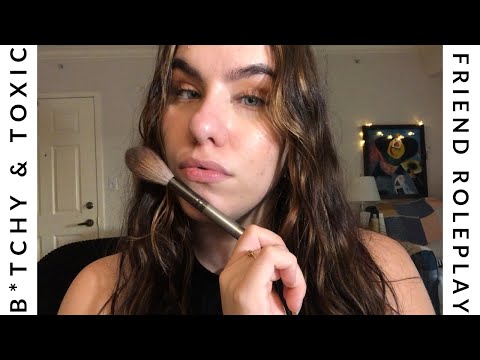 ASMR toxic/mean highschool friend does your makeup roleplay( fast and agressive)