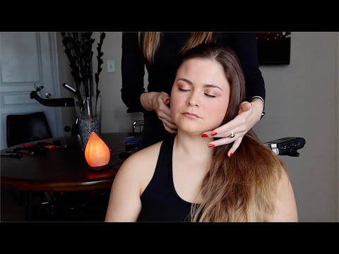 ASMR | Cozy hair play + gentle face & shoulder touching on Chels ASMR (whisper)