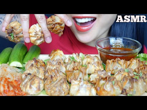 ASMR CRISPY DUMPLING DROPS PORK SHRIMP CHIVES VEGAN (SOFT CRUNCH EATING SOUND) NO TALKING | SAS-ASMR