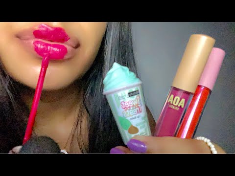 ASMR~ Tingly 1 Dollar Lipglosses & Lipsticks (WET mouth sounds, tapping & whispering)