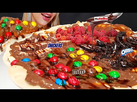 ASMR CHOCOLATE PIZZA NUTELLA (OREO, M&M'S, Snickers) MUKBANG