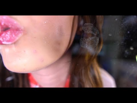 ASMR close licking❤️glass licking and kissing❤️face licking❤️