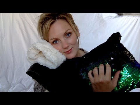 ASMR - Fabric Triggers, leather, sequins, faux fur, rubber - with whispering