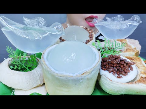 ASMR EATING COCCONUT JELLY X RED BEAN , EATING SOUNDS | LINH-ASMR