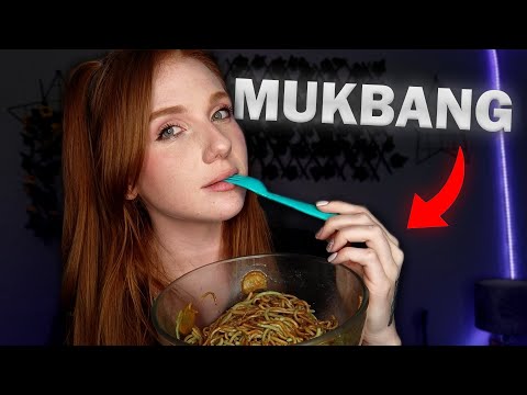 ASMR Mukbang | Thai Green Curry Fried Noodles | Eating sounds close to mic ❤️