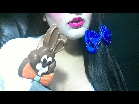 ASMR Eating Easter Chocolate Bunny Lollipop!