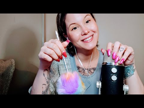 ASMR assorted mic triggers with mouth sounds, fast & slow