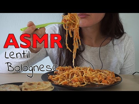 ASMR Red Lentil Spaghetti Bolognese Eating Sounds | Big Bites | No Talking