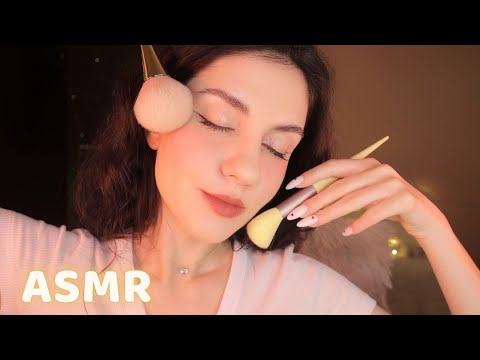 АСМР Массаж Лица Кисточками💫 (тихий голос, неразборчивый шепот) / ASMR Face Massage for sleep