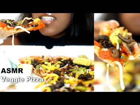 🌱ASMR Eating and Tapping sounds Veggie Pizza | Big Bites | No Talking