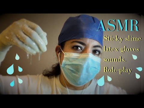 ASMR Sticky slime latex gloves sounds. Role-play