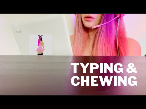 ASMR Typing on Tablet with Long Nails & Chewing Gum 💅 *screen tapping*