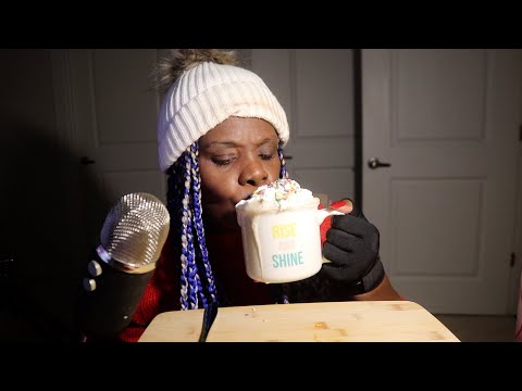 Whip Cream Hot Chocolate with Sprinkles ASMR Drinking/Sipping Sounds