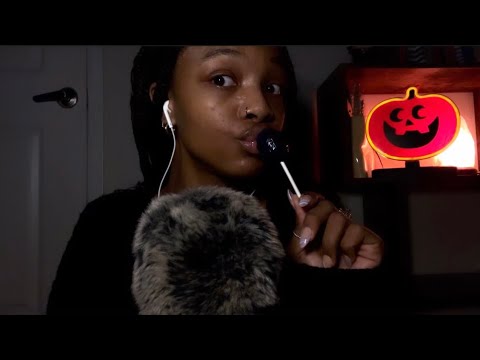 ASMR eating a lollipop 🍭 mouth sounds + semi-inaudible whispering