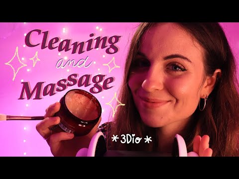 ASMR 3DIO + pluie 🌧 Nettoyage et massage de tes oreilles 🧽🧼 (Ear cleaning / Ear massage)