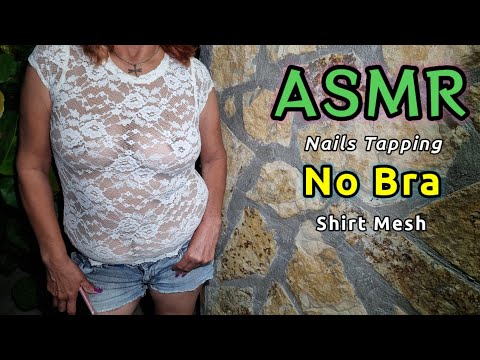 ASMR No Bra - Shirt transparent  braless and demin booty short (Nails Tapping)
