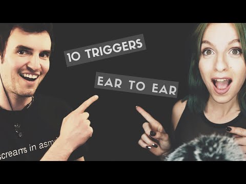 ASMR 💤 10 triggers ear to ear 💆 Twinning with FamKamASMR 😻 (Slime, fluffly mic, gloves...)