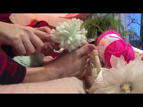 ASMR bare feet making pom-poms sounds relaxing