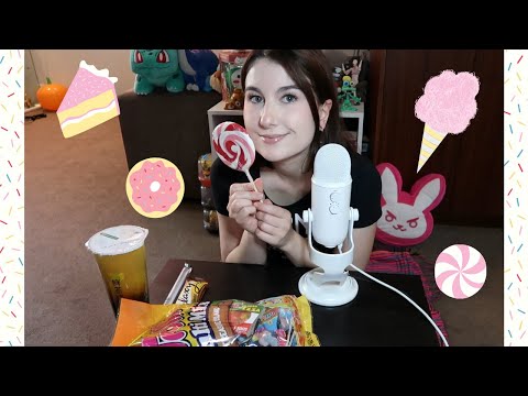 ASMR Candy Eating Mukbang (Whisper Ramble + Chewy Mouth Sounds) TINGLY