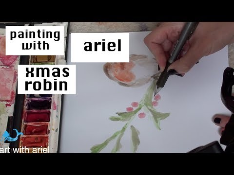 Art with Ariel-Painting a Christmas Robin. relaxing soft spoken asmr tingles