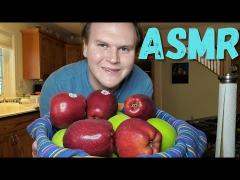 ASMR - Let's Hangout in the Kitchen! - Apple Counting, Eating, Slicing, Sorting, Tapping, Washing