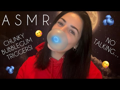 ASMR | Chewing Chunky Gum 🫐 & Blowing Big Bubbles! 😋 (No Talking)