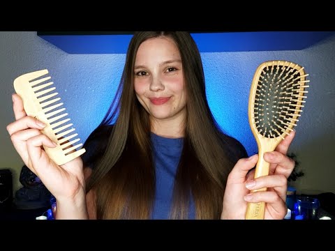 ASMR Hair Brushing No Talking (Ponytail, Combing, Hair Over Face)