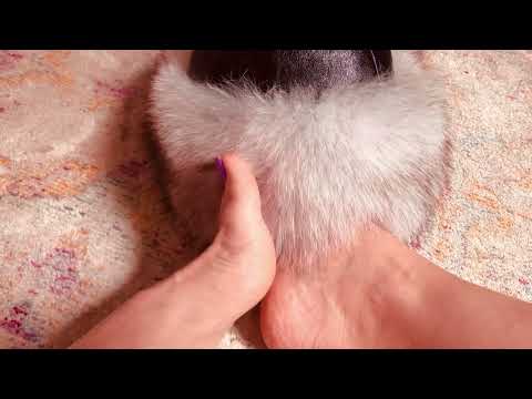 ASMR bare feet playing with fur