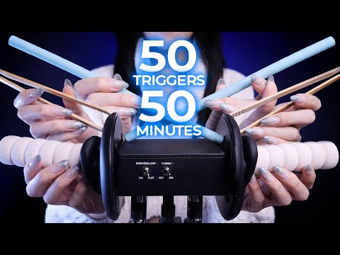 ASMR 50 Ear Cleaning, Ear Massage Triggers in 50 Minutes (No Talking)