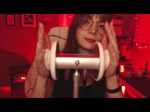 ASMR binaural ear massage, ear tapping & mouth sounds - no talking - for sleep & background noise