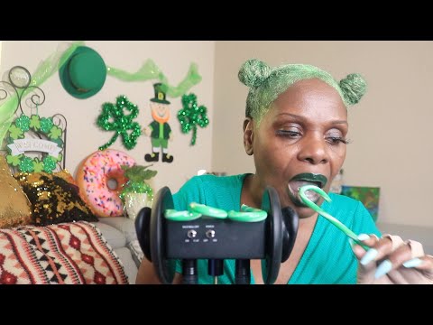 SOUR PATCH GREEN APPLE CANES ASMR EATING SOUNDS