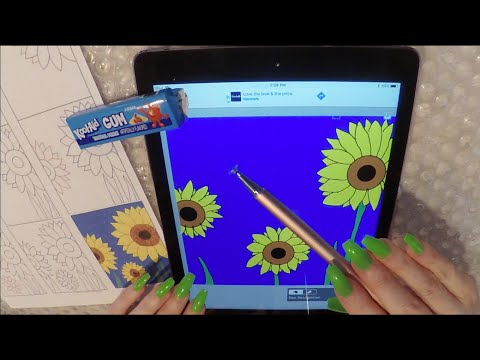 ASMR Drawing Sunflowers on Ipad like Van Gogh with Gum Chewing & Tingly Whisper | Writing Names