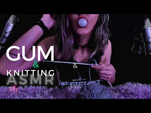 ASMR | Chewing Gum & Knitting (No Talking)