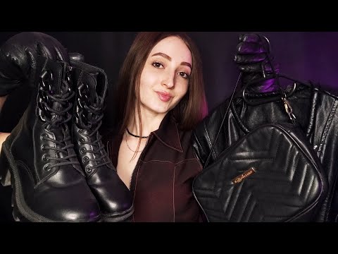 ASMR Leather Gloves Triggers | Leather Boots, Jacket, Handbag | No Talking
