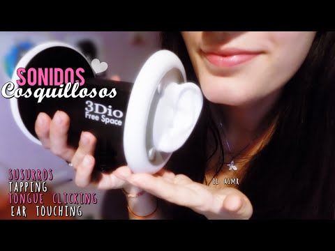 ♡ASMR español ♡Sonidos Cosquillosos y Susurros (Tapping, tongue clicking, Ear Touching) *3Dio*
